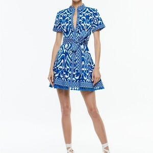Alice + Olivia LUCY ROLLED SLEEVE MINI SHIRT DRESS